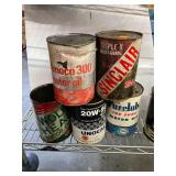 5 Vintage Empty Oil Cans