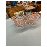 Pink Fostoria Americana Creamer and Sugar