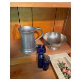 Pewter and Cobalt bottles