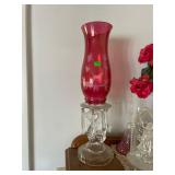 Pair Koi Fish Candle Holders With Stag Ruby Shades