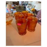 Six Carnival Glass Tumblers