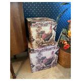 Rooster boxes and Glassware Contents
