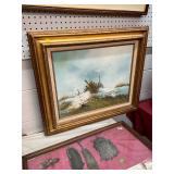 Beach Painting Oil on Canvas  in Frame