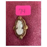 Antique 14k Gold Cameo Pin