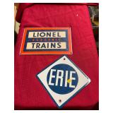Lionel and Erie Porcelain Signs