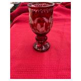Ruby Satin Cut to Clear Stag Victorian Goblet