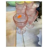 6 Pink Depression Glass Cups