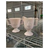 Antique Pear Pink Milk Glass Creamer and Sugar