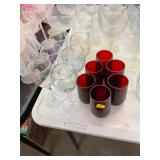 6 Iridescent and 6 Ruby Red Glasses