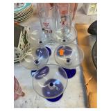 5 Cobalt Bottom Stems and 4 Betty Boop Glasses
