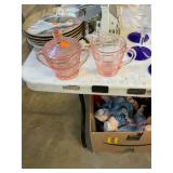 Pink Depression Glass Creamer and sugar