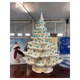Large Vintage White Blue Ceramic Christmas Tree