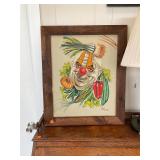 Original Oil Painting Signed Vegetable Clown