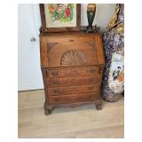 Antique Oak Drop Front Desk