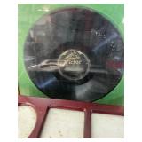 Box of 45 Records & Framed 78 Record