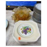 Vintage Fruit and Yellow Plates