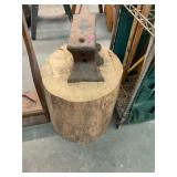 Large Anvil with Wooden Log