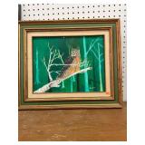 Owl Painting oil on Canvas Framed