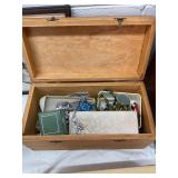 Wooden Jewlery Box with Vintage Jewelry