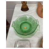 Green Depression Glass Plate & Bowl
