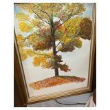 Tree Oil on Canvas Painting in Frame