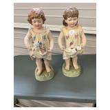 Pair of Bisque Figurines with Animals