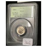 1964 Graded Silver Roosevelt Dime