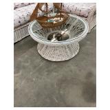 Glass Top Wicker Coffee Table