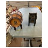 Cast Iron Mail Bank and Barrel BAnk