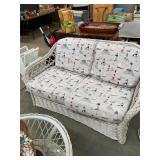 Wicker Loveseat with Sunbrella Fabric Nautical