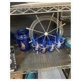 Vintage Cobalt Sailboat Juice Set