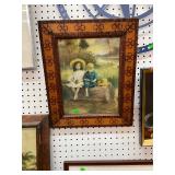 Antique Inlaid Frame and Picture