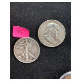 1944 Walking Liberty 1959 Franklin Half Dollars