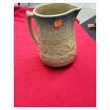 Antique Pottery Pitcher with Blue Rim