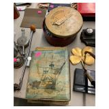 3 Vintage Tins w/ Buttons, Newspapers, Caps