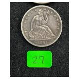 1861 Seated Half Dollar Coin