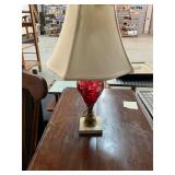 Etched Cranberry Glass Lamp