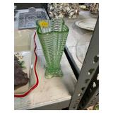 Green Depression Glass Vase