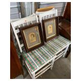 Set of 4 White Painted Antique Chairs