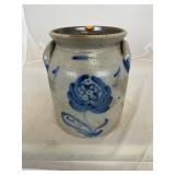 Beautiful Antique Cobalt Handled Crock 1 Gallon