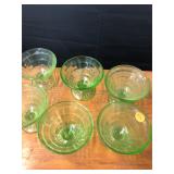 6 Green Depression Glass Cups
