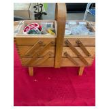 Vintage Wooden Sewing Box