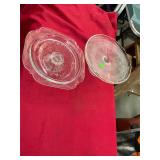 2 Antique Glass Cake Pedestal  Dish