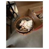 Basket Antique Dolls and CLOTHES