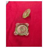 Green Depression Glass Ashtray Dish with Lid