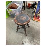 Antique Round Piano  Stool Glass Foot