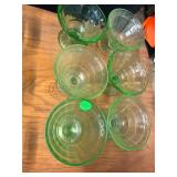 6 Green Depression Glass Sherbert Cups