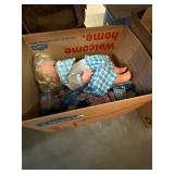 Vintage Doll with Clothes Box Lot