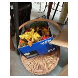 Basket and Artificial Flowers Lot