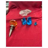 Phoneix Studios Blue Art Glass Birds Wine Stopper